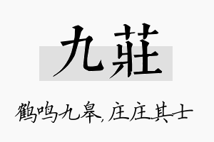 九庄名字的寓意及含义