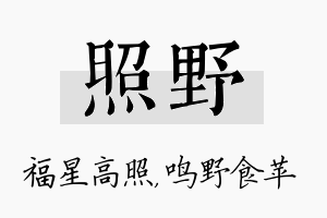 照野名字的寓意及含义