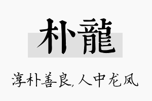 朴龙名字的寓意及含义