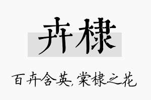 卉棣名字的寓意及含义