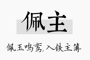 佩主名字的寓意及含义