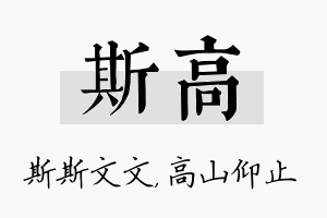 斯高名字的寓意及含义