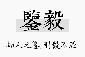 鉴毅名字的寓意及含义