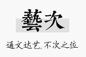 艺次名字的寓意及含义