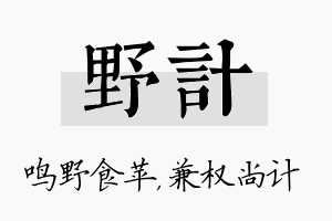 野计名字的寓意及含义