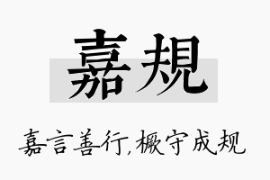 嘉规名字的寓意及含义