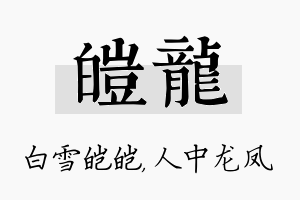 皑龙名字的寓意及含义