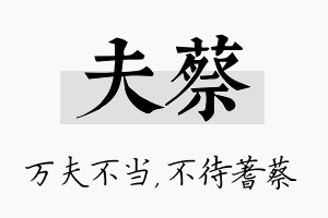 夫蔡名字的寓意及含义