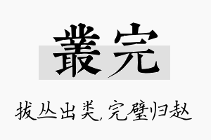 丛完名字的寓意及含义