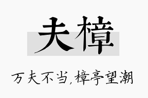 夫樟名字的寓意及含义