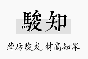 骏知名字的寓意及含义