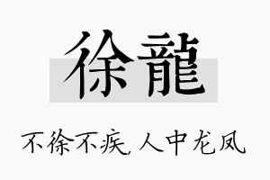 徐龙名字的寓意及含义