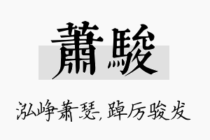 萧骏名字的寓意及含义