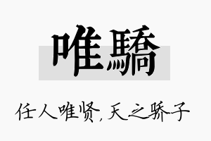 唯骄名字的寓意及含义