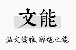 文能名字的寓意及含义