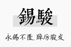 锡骏名字的寓意及含义