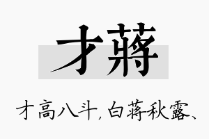 才蒋名字的寓意及含义