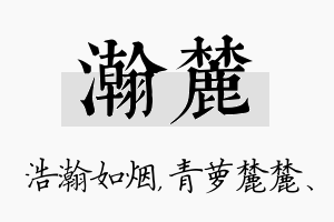 瀚麓名字的寓意及含义