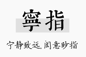 宁指名字的寓意及含义