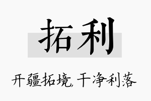 拓利名字的寓意及含义