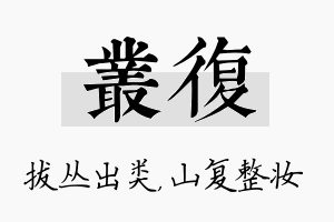 丛复名字的寓意及含义