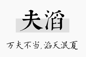 夫滔名字的寓意及含义