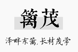 篱茂名字的寓意及含义