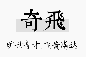 奇飞名字的寓意及含义