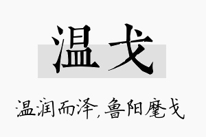 温戈名字的寓意及含义