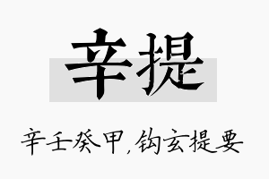 辛提名字的寓意及含义