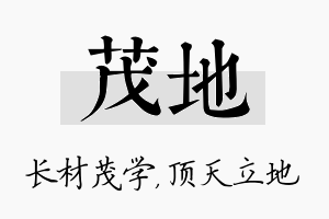 茂地名字的寓意及含义