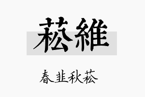 菘維名字的寓意及含义