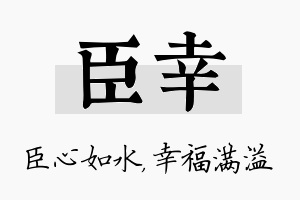 臣幸名字的寓意及含义