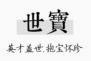 世宝名字的寓意及含义