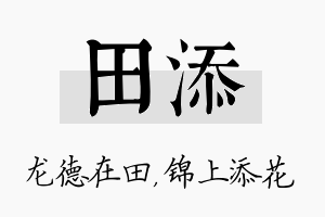 田添名字的寓意及含义