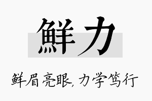 鲜力名字的寓意及含义