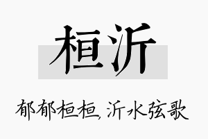 桓沂名字的寓意及含义