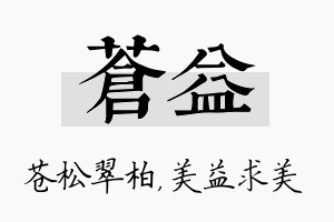 苍益名字的寓意及含义