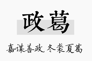 政葛名字的寓意及含义