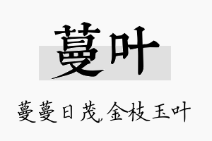 蔓叶名字的寓意及含义