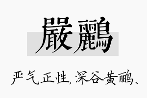 严鹂名字的寓意及含义