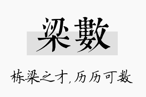 梁数名字的寓意及含义