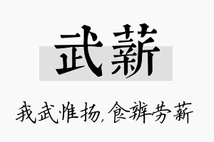 武薪名字的寓意及含义