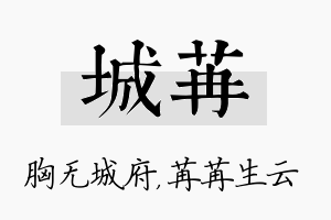 城苒名字的寓意及含义