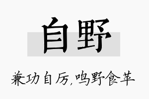 自野名字的寓意及含义