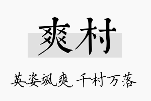 爽村名字的寓意及含义