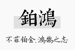 铂鸿名字的寓意及含义