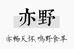 亦野名字的寓意及含义