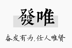 发唯名字的寓意及含义