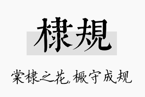 棣规名字的寓意及含义